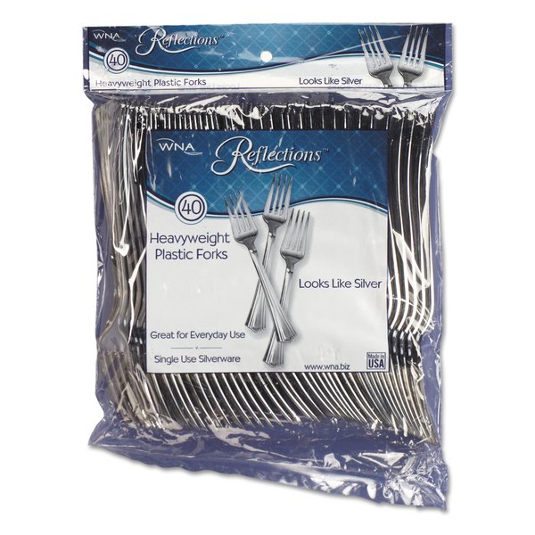 Wna Disposable Fork, Bagged, Silver, Pk40 REF320FK